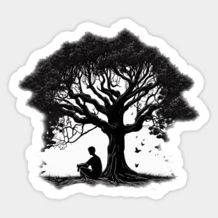 Meditation under a Tree - Designs for a Green Future Sticker